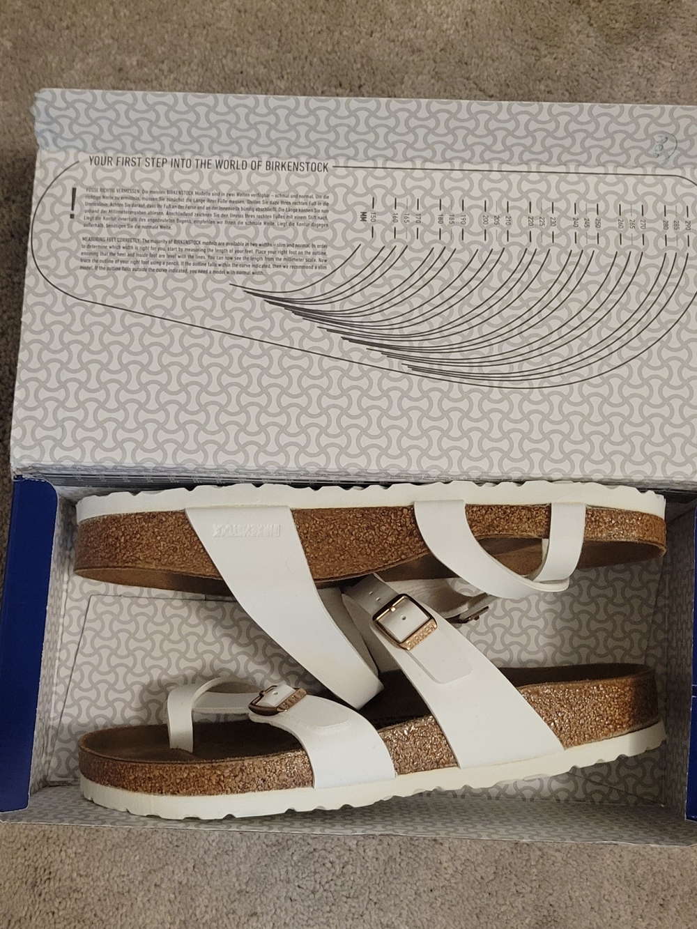 Birkenstock White Leather Sandals with Gold Buckles